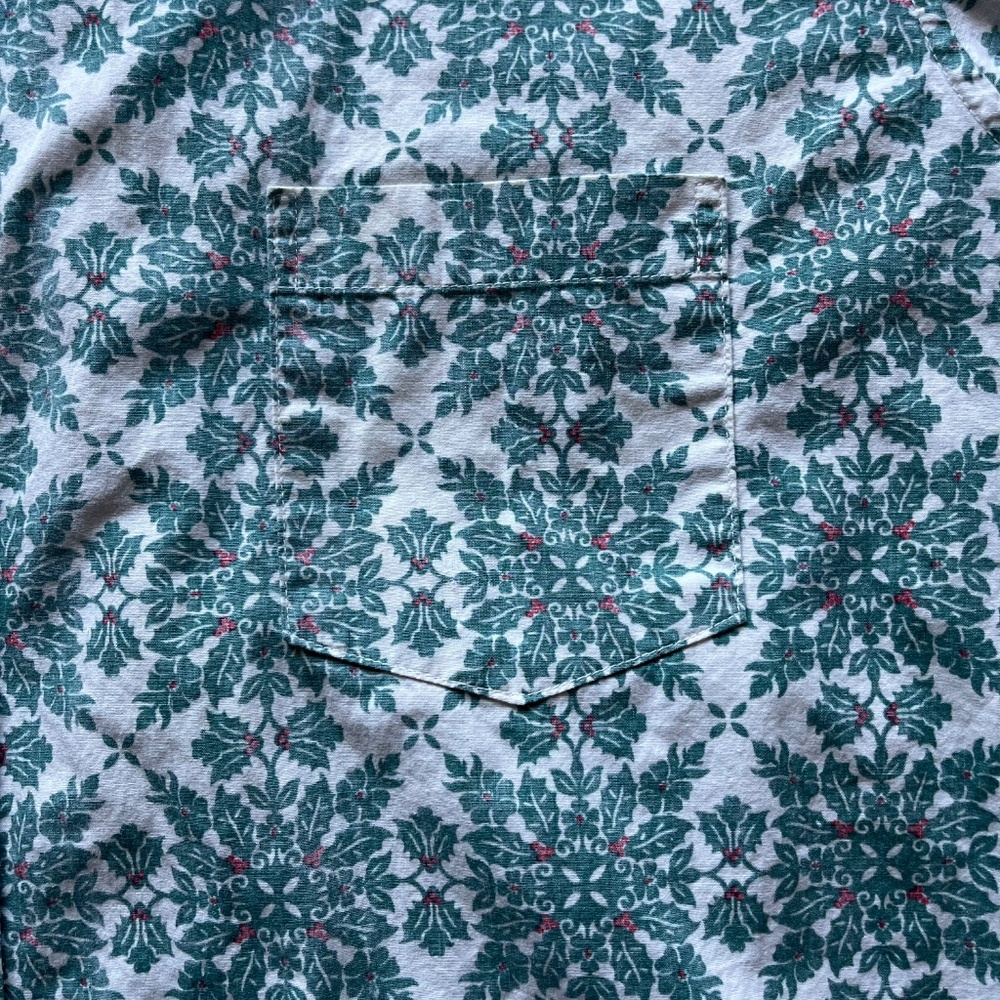 Reyn Spooner Men's XXL Button Down Shirt Cotton Hawaiian Aloha Green Holly Red - Picture 5 of 10